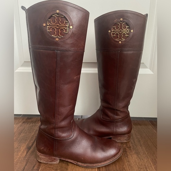 Tory Burch Kiernan Tall Brown Riding Boots Size 8 - Picture 2 of 13